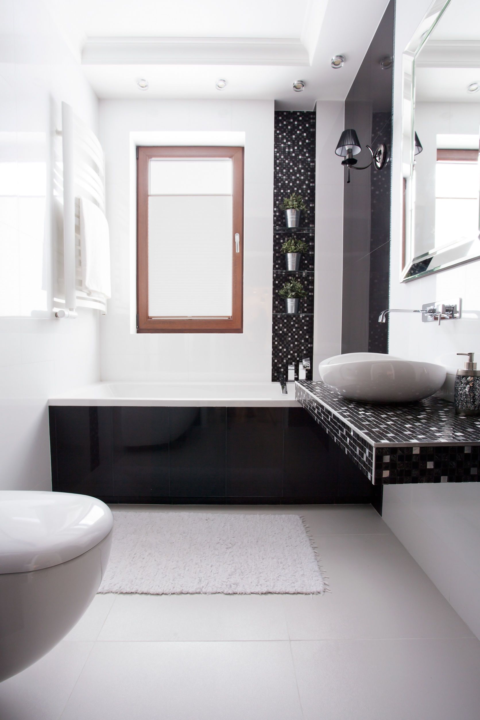 Luxury washroom in black and white design